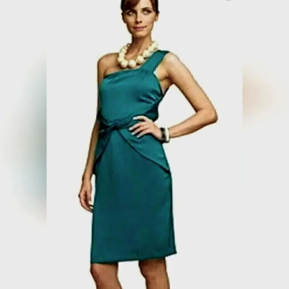 Banana Republic Silk Open Shoulder Teal Dress Size 2